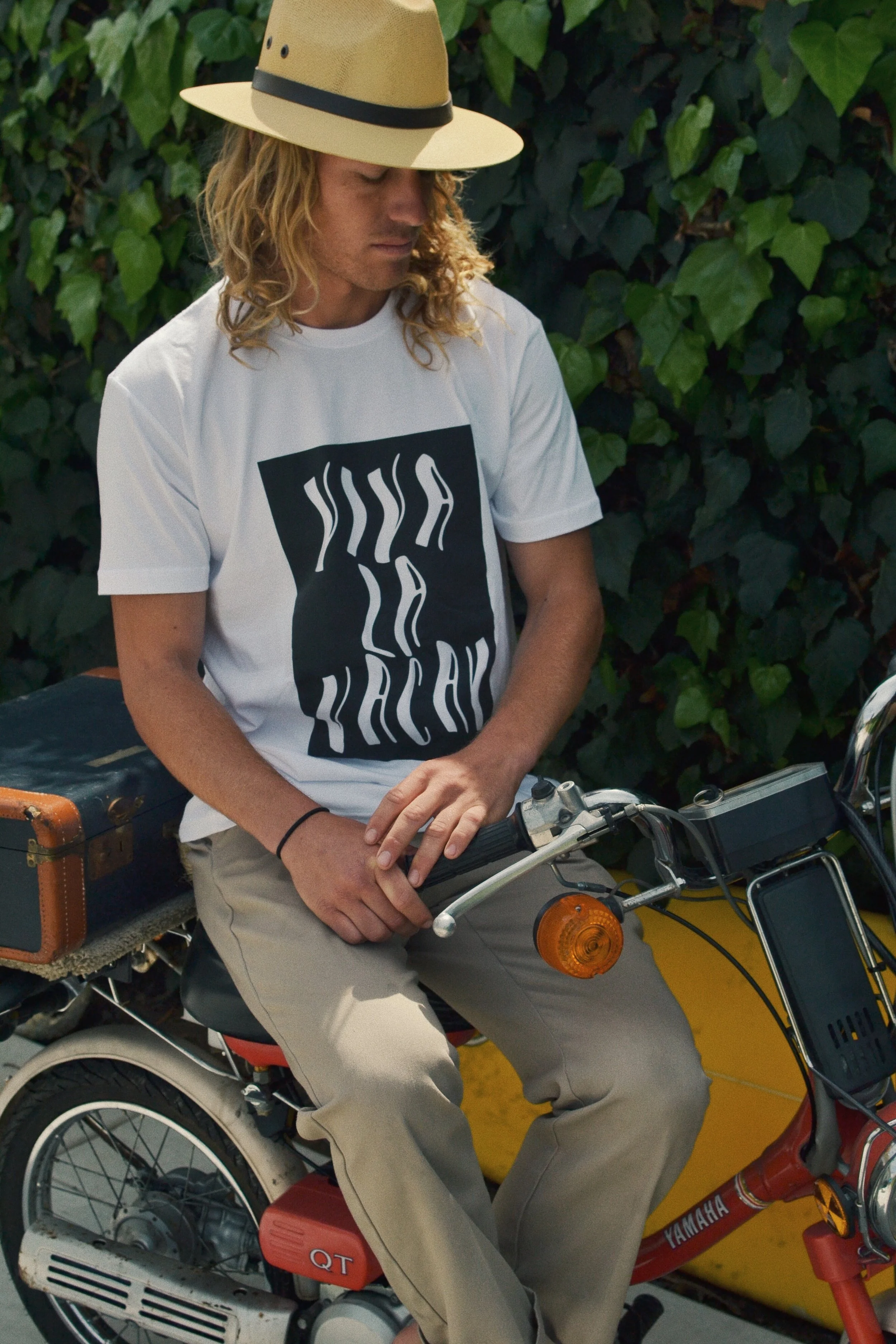 If you aren't sure how this tee was inspired, book a ticket to Bali, hop on a 30 minute flight to the neighboring island of Lombok, go into the local beach bar and ask for a mushroom shake. Have a good time and don't drive your moped, you will soon understand how this trippy font popped into our heads. Designed in collaboration with Ryan Montez @montez.design