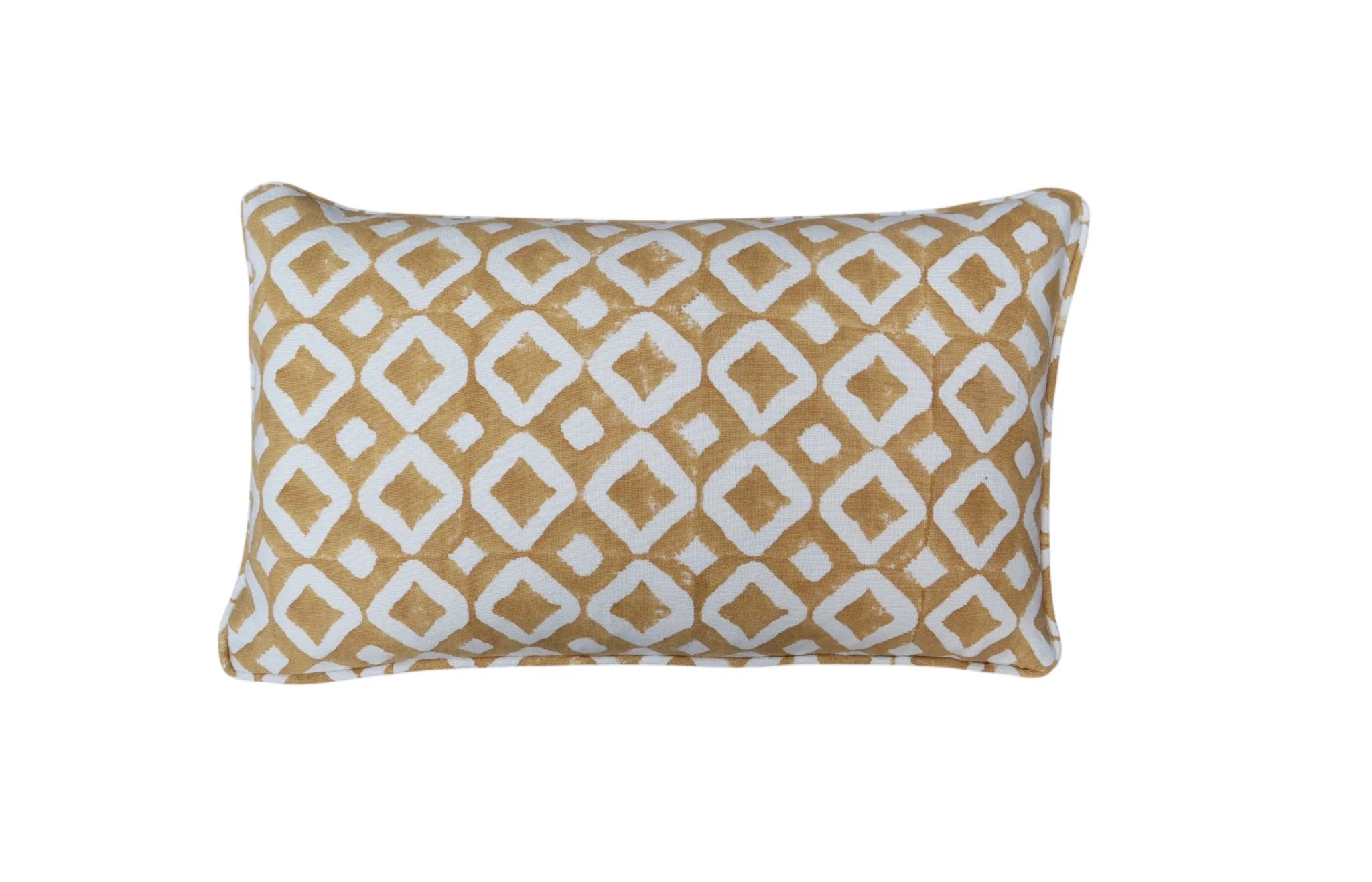 Heera Ochre Linen Cushion with Self-Piped Border