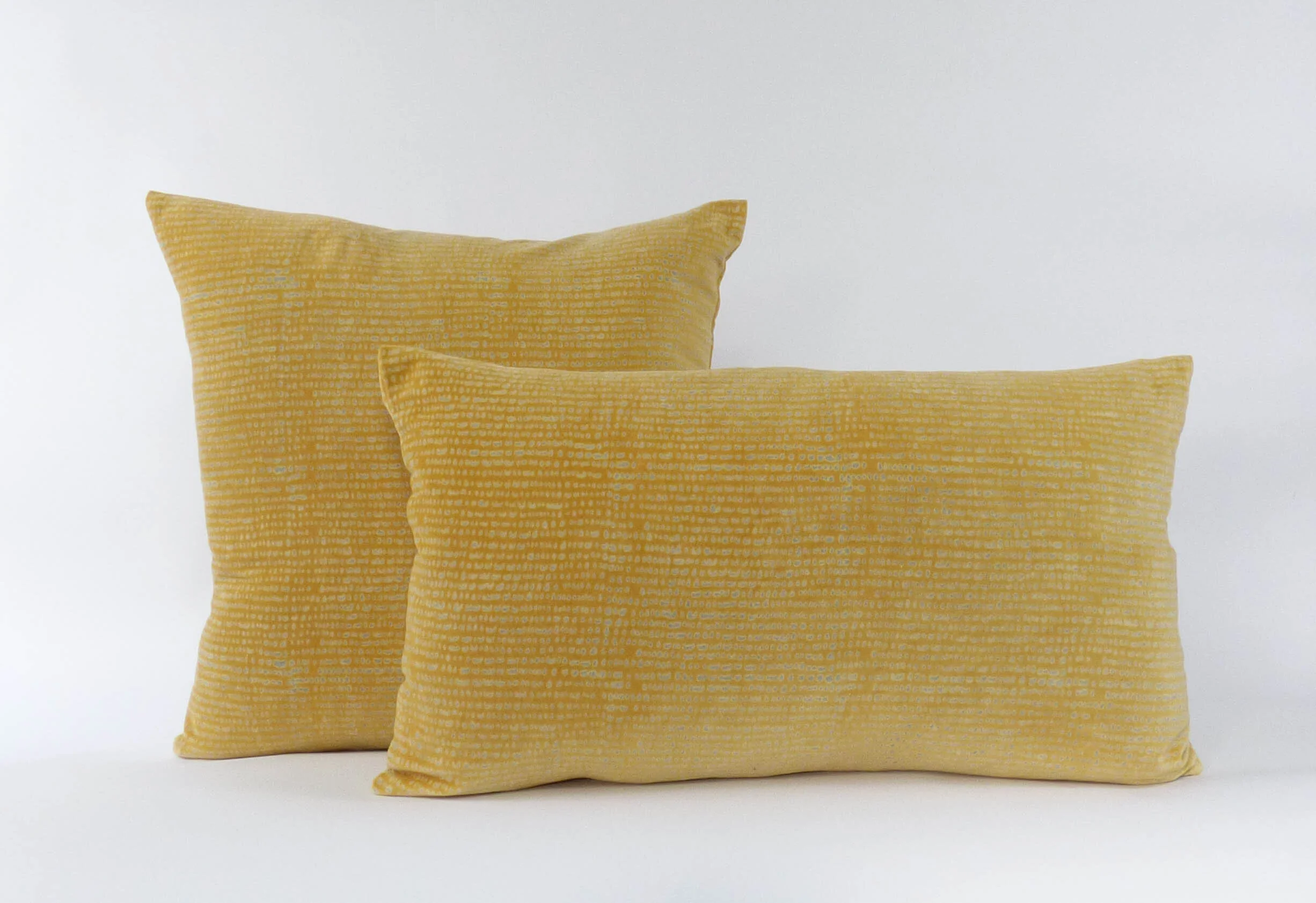 Ochre Velvet Hand-Blocked Cushions — Hal Design