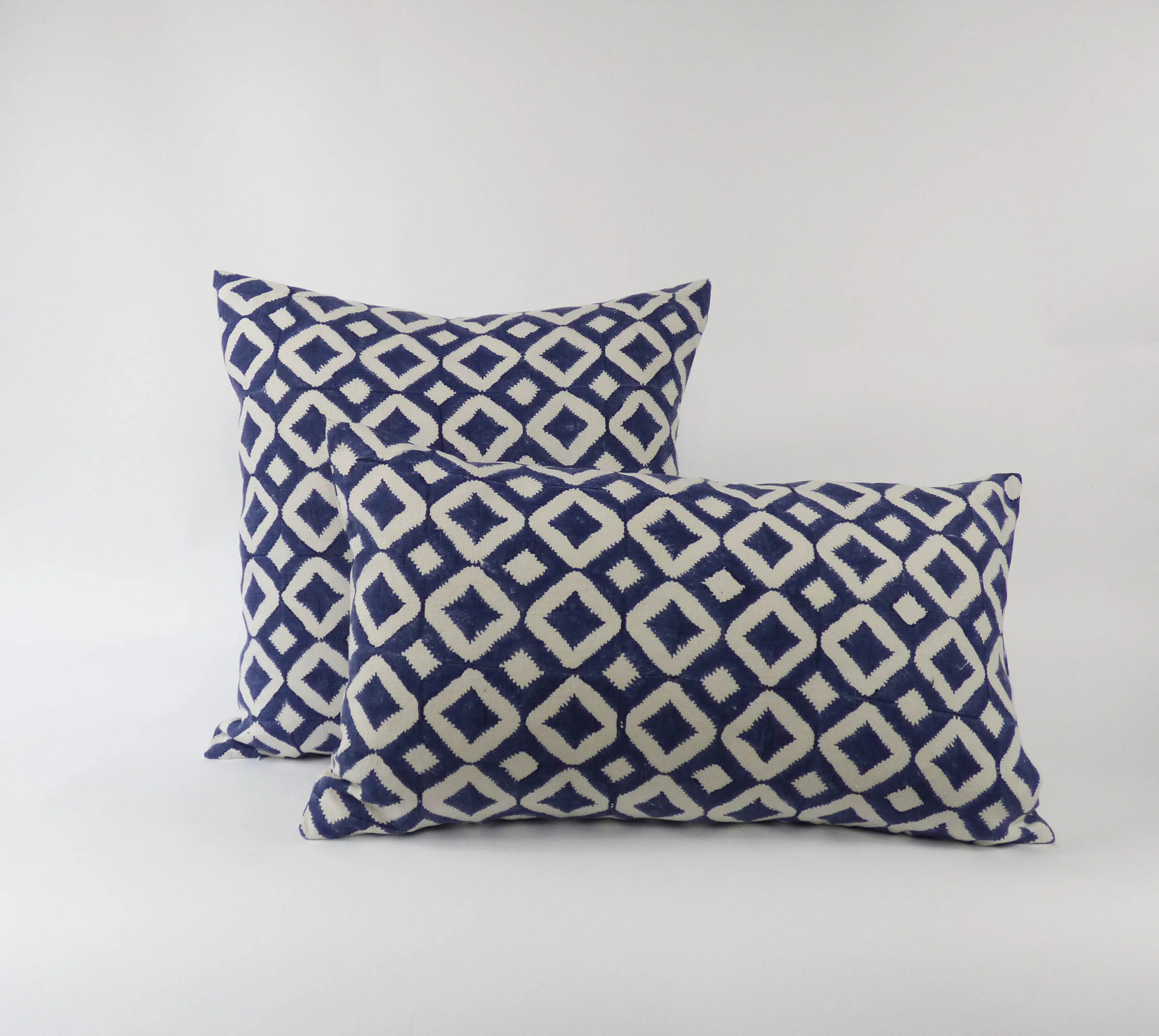 Blue Hand-Blocked "Heera" Design Cushions