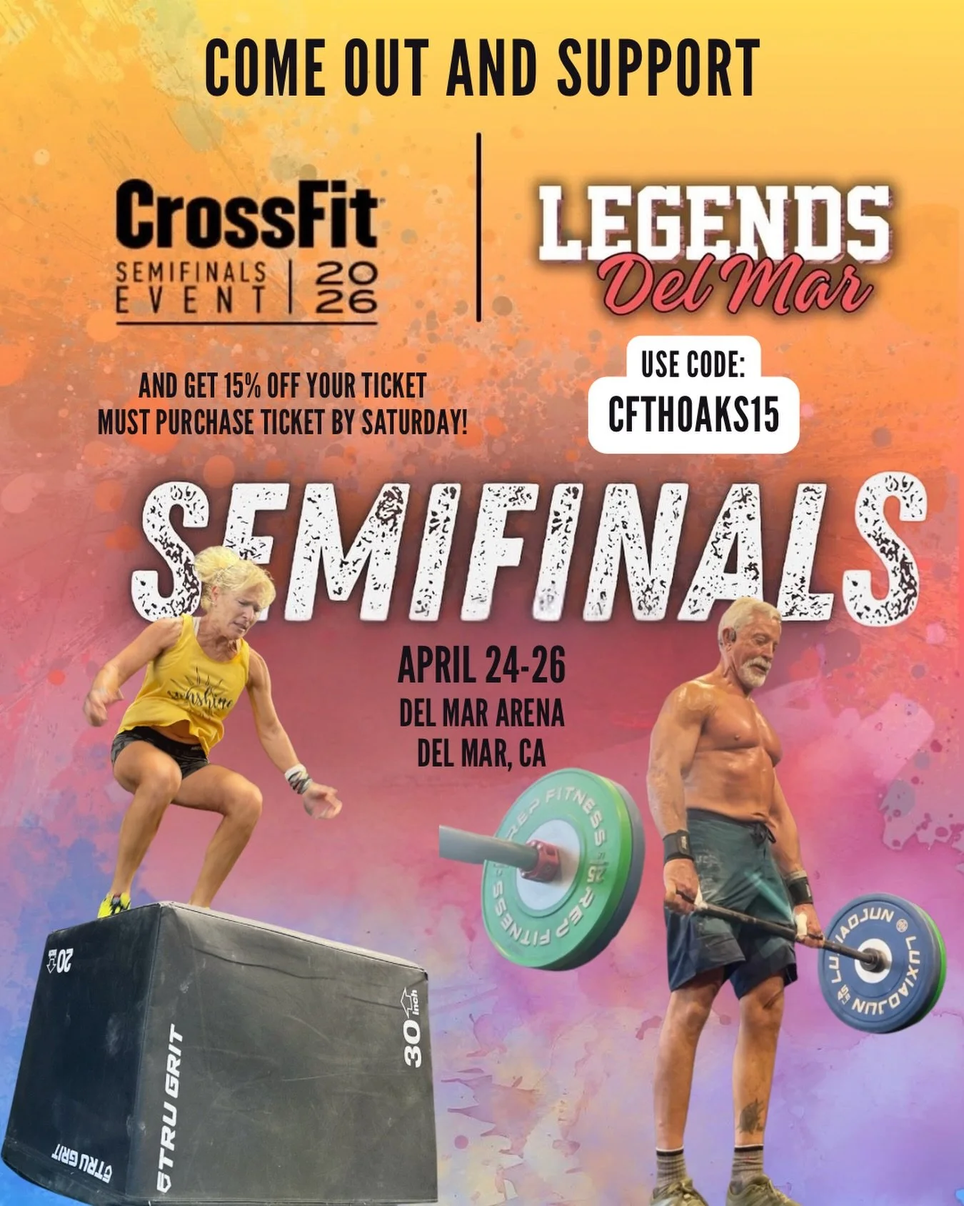 Rod and Risa both qualified for the CrossFit Games Semi-Finals and will be competing all weekend long at the Del Mar Fairgrounds April 24-26.

This is a HUGE event with some of the best athletes from all over competing in one place for a spot at the 