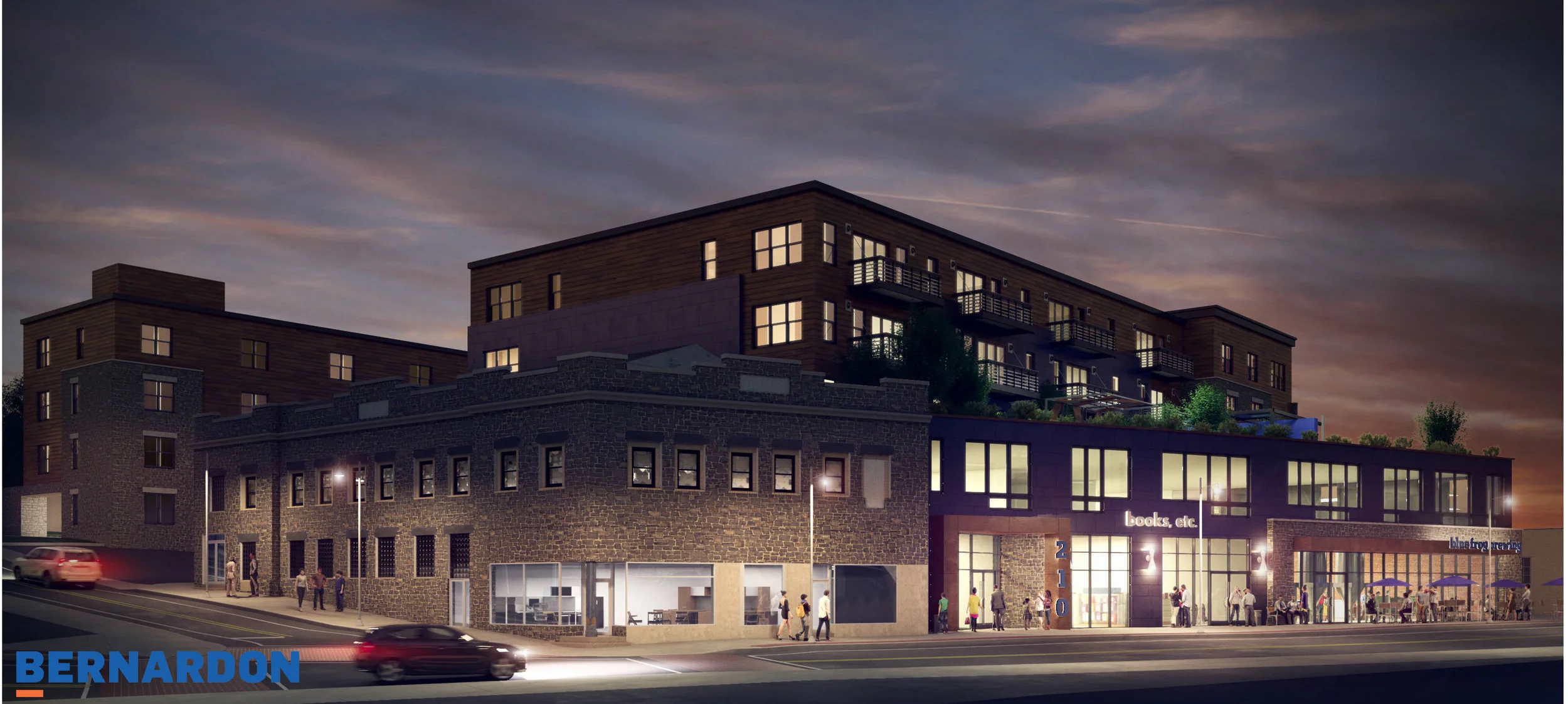 Perspective Rendering of The Mayer Building along Bala Avenue // Rendering by Bernardon