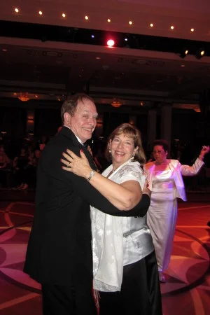 Bruce and Liz cutting a rug in the Queen's Room on the Queen Mary 2.