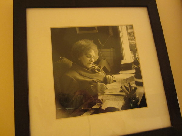 One of the photos adorning the walls of my room at the Hotel Quartier Latin . I believe this shows Collette writing in bed, but I was not able to confirm this with the hoteliers. Anyone?