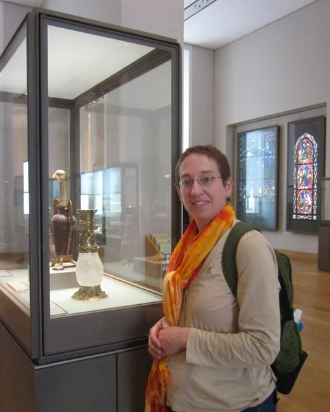 Me at the Louvre examining the Eleanor Vase. I was lucky to get another museum visitor to take my picture.