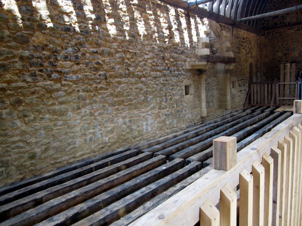 The joists in place for the floor of the lord's solar or private chambers.
