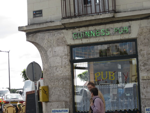 The Irish pub where I spent a couple of pleasant meals with a sandwich and a Guinness in Saumur, France.