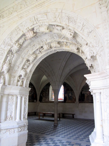 View into the interior of the chapter house at Fontevraud Abbey.
