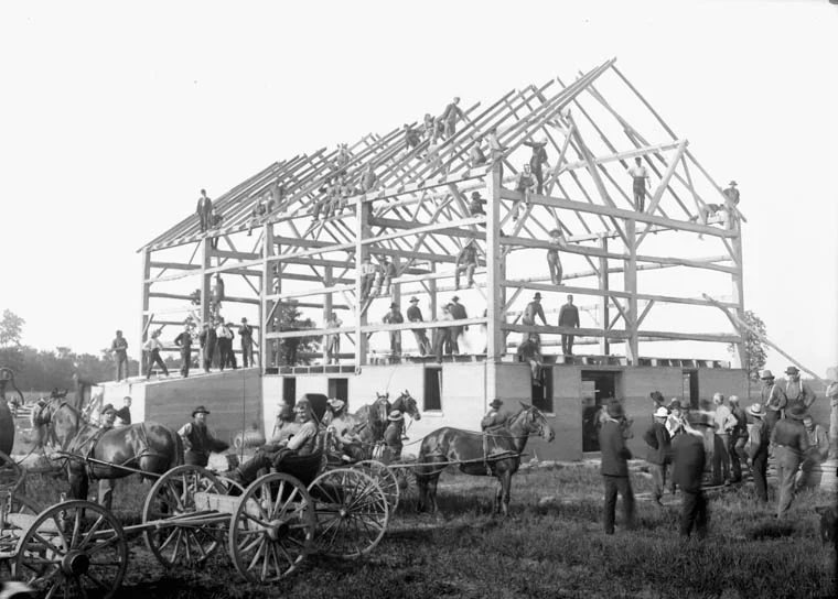 A barn raising cir. 1880