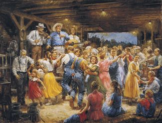 A "hoe down", the barn dance derived from the farming community
