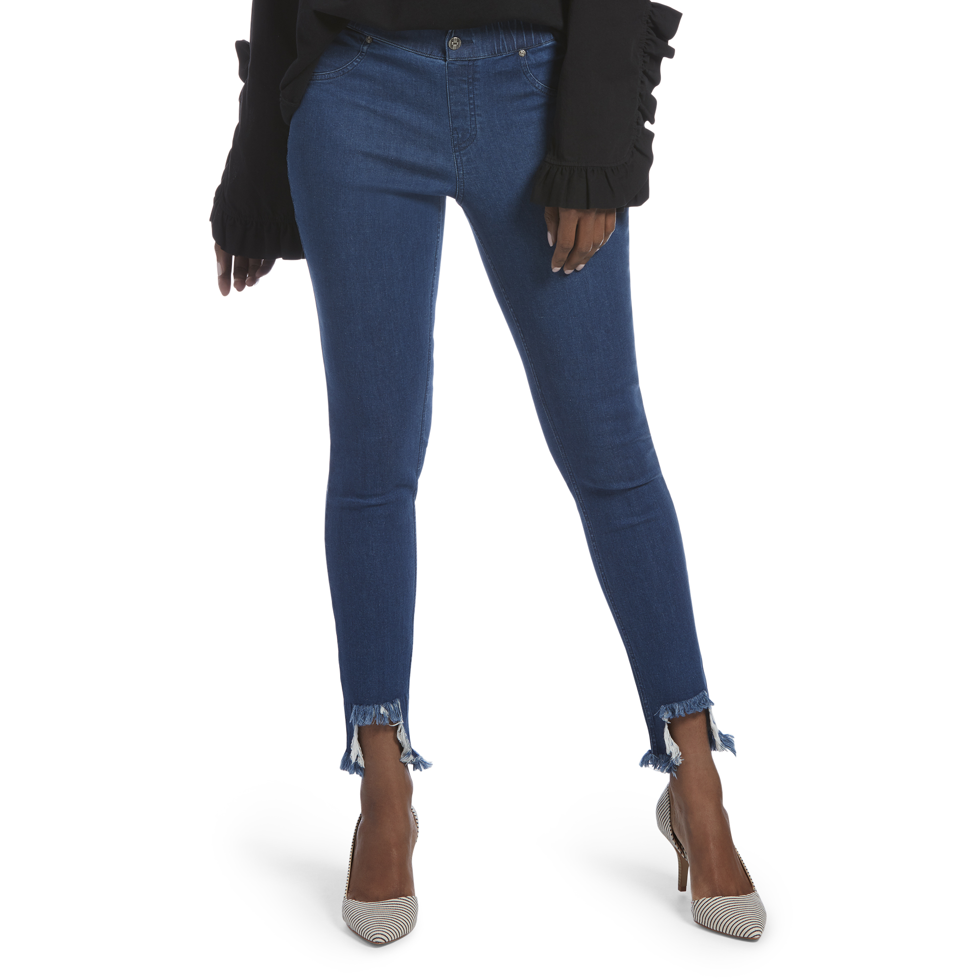 hue raw fringe denim skimmer