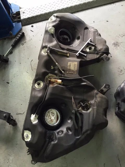 Fuel pump was leaking and the passenger cabin was filled with the smell of petroleum. We only need to replace the faulty fuel pump. However the owner brought his own parts and requested to change the whole fuel tank.