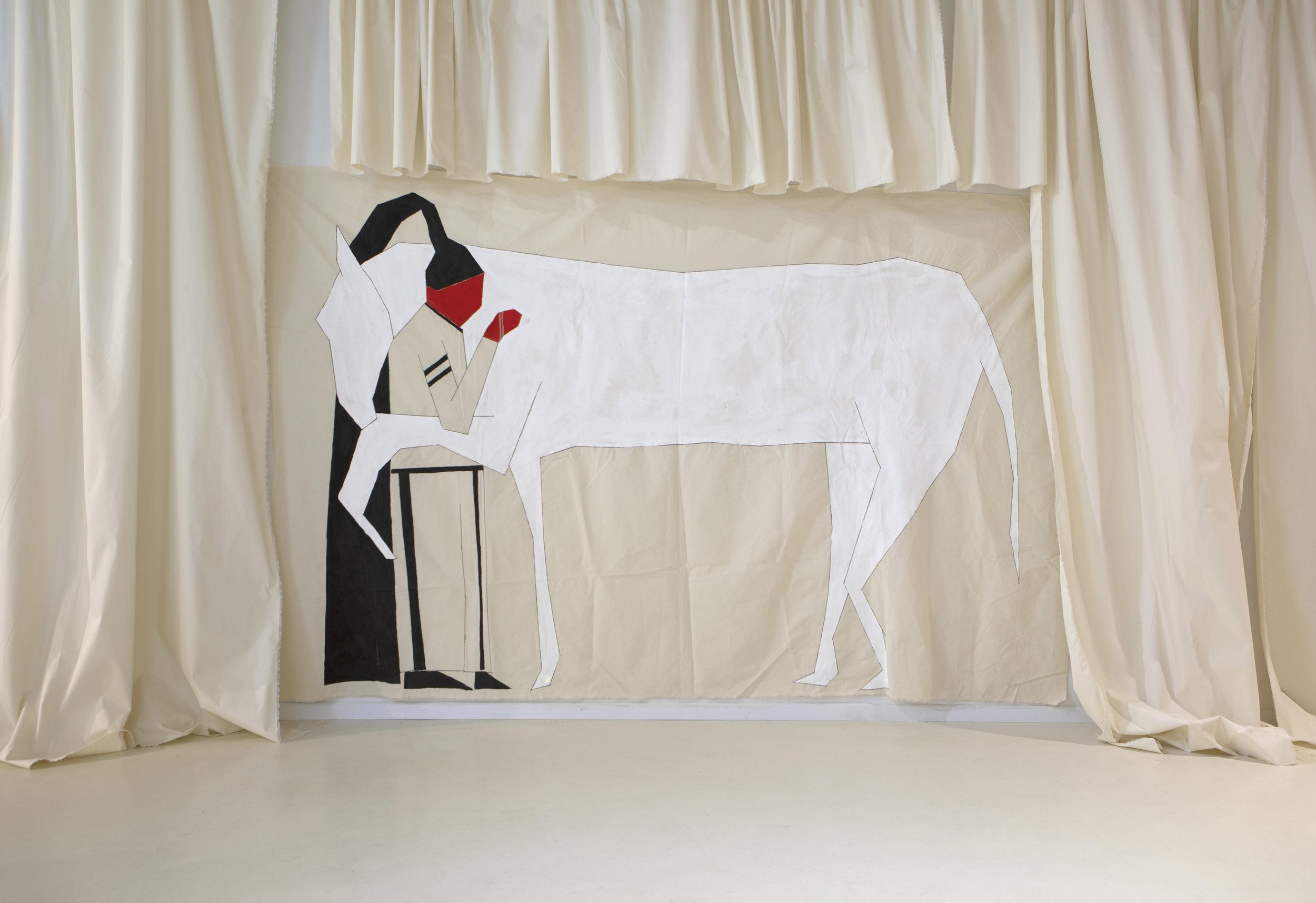 Woman and Horse, 2019 Acrylic on fabric, 182x295cm.jpg