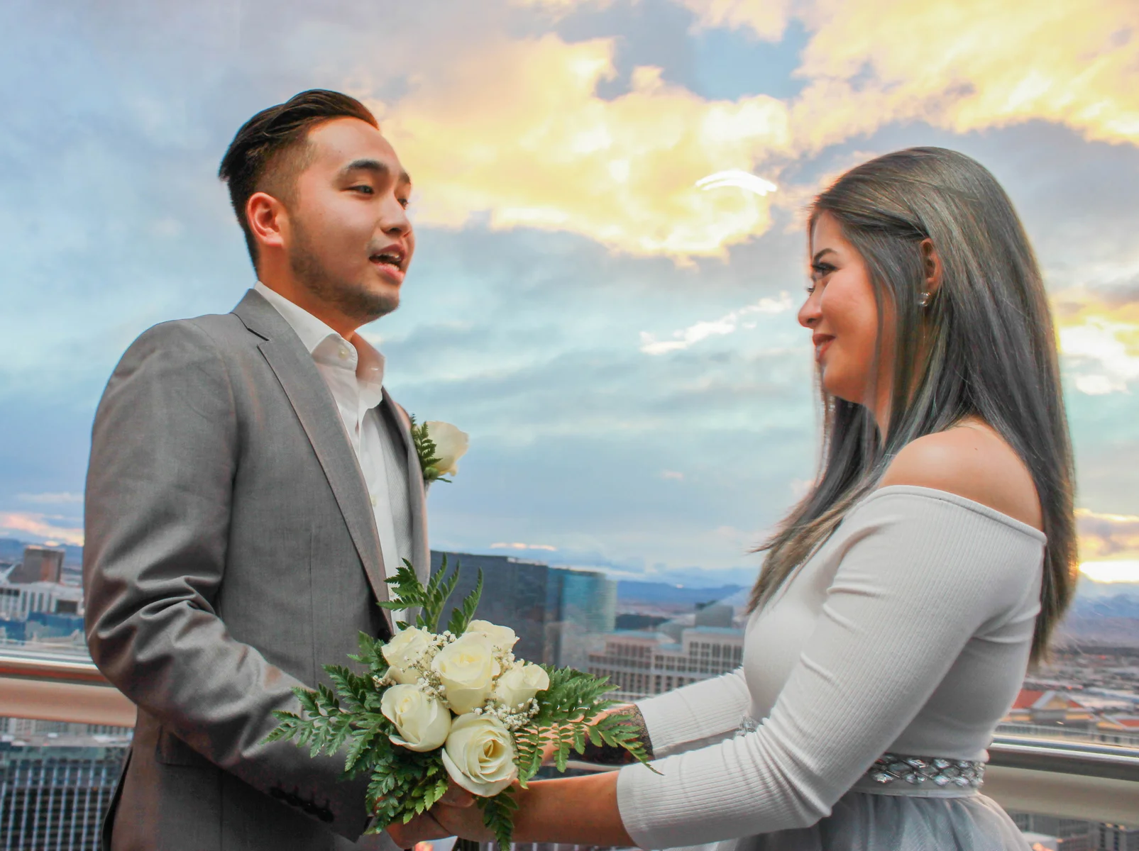 Bride and groom on The High Roller
