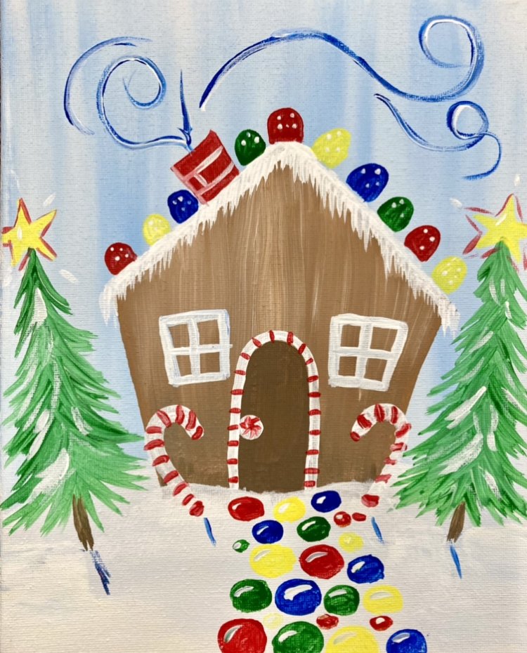 Gingerbread Holiday Painting Kit and Written Instructions — Petite