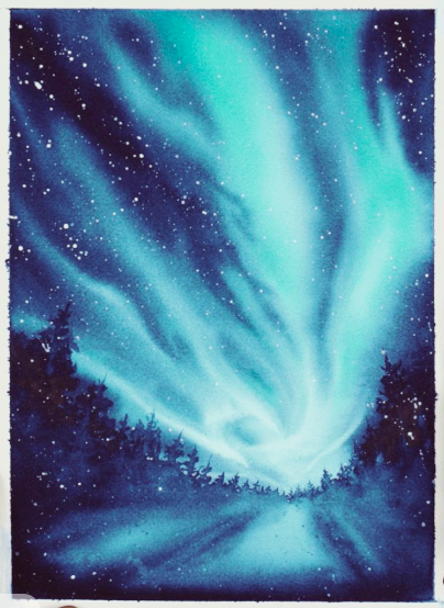 Watercolor Painting Class Ages 10-Adult (January) Winter Scene