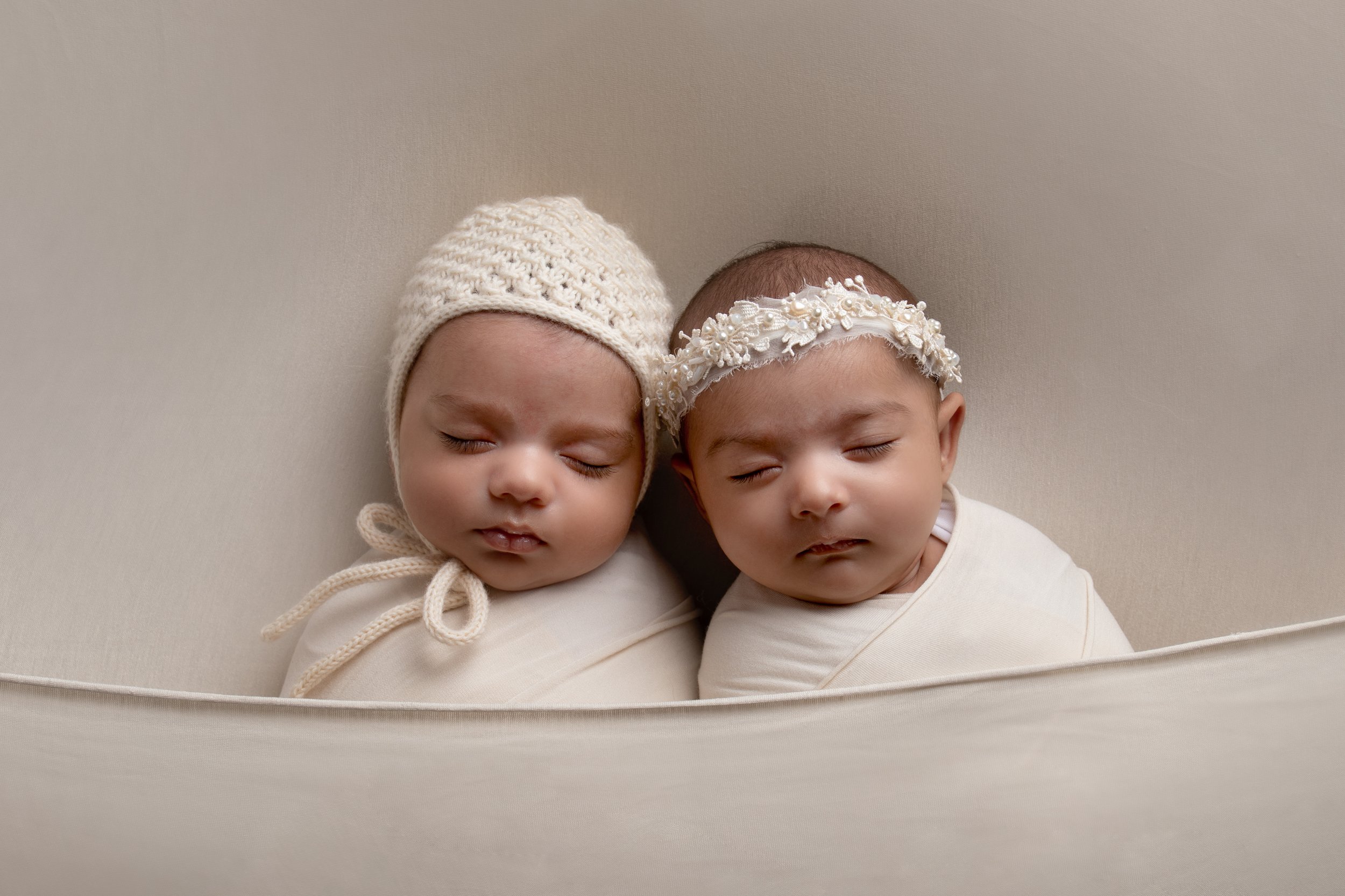  Newborn twins sleeping together in Buckingham 