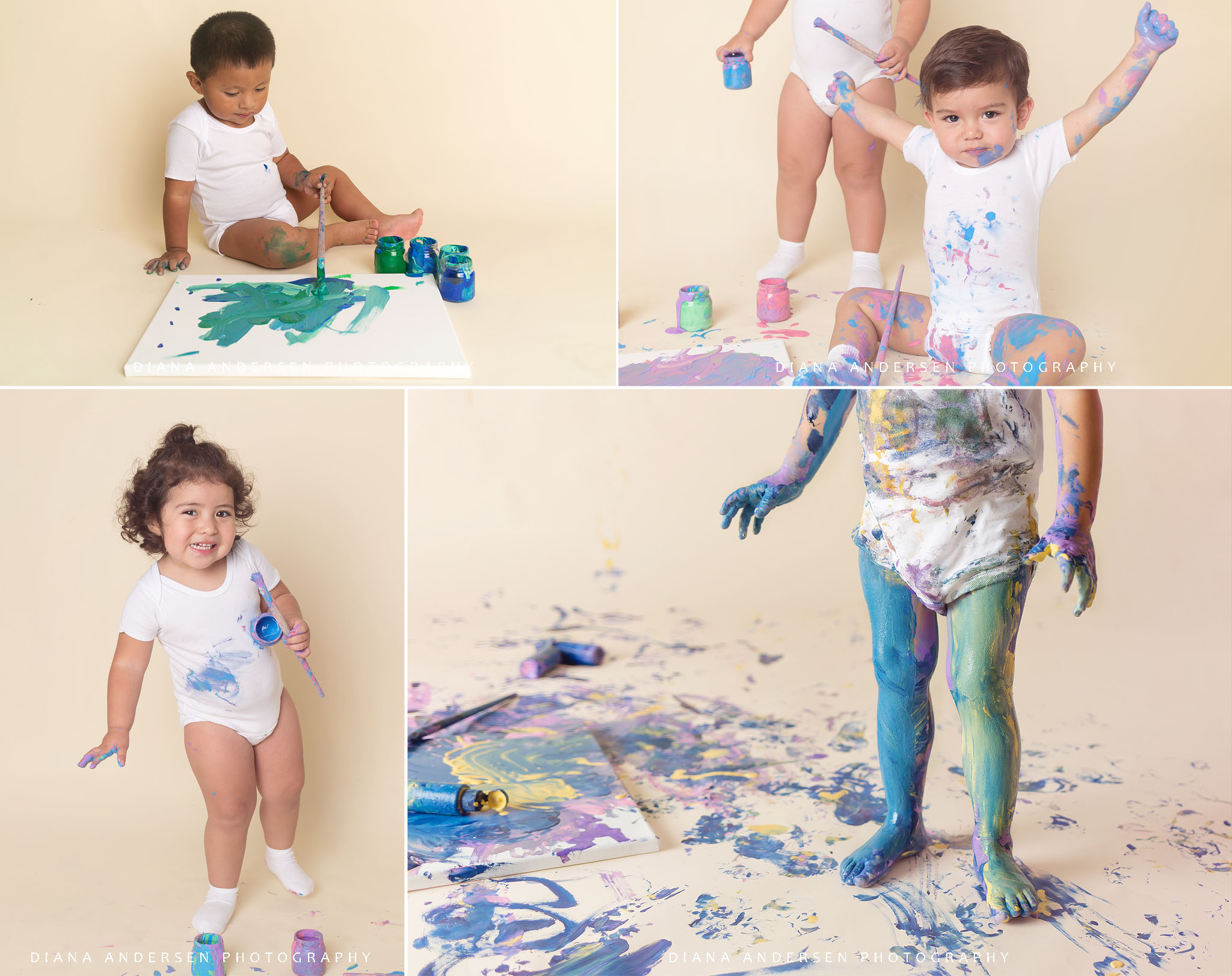 Baby paint smash session with non-toxic paint in Wyoming