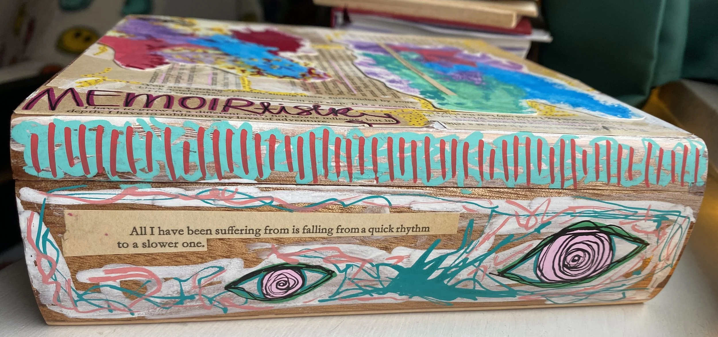 only a writer (side), 2024. paper & acrylic on wooden box. NFS