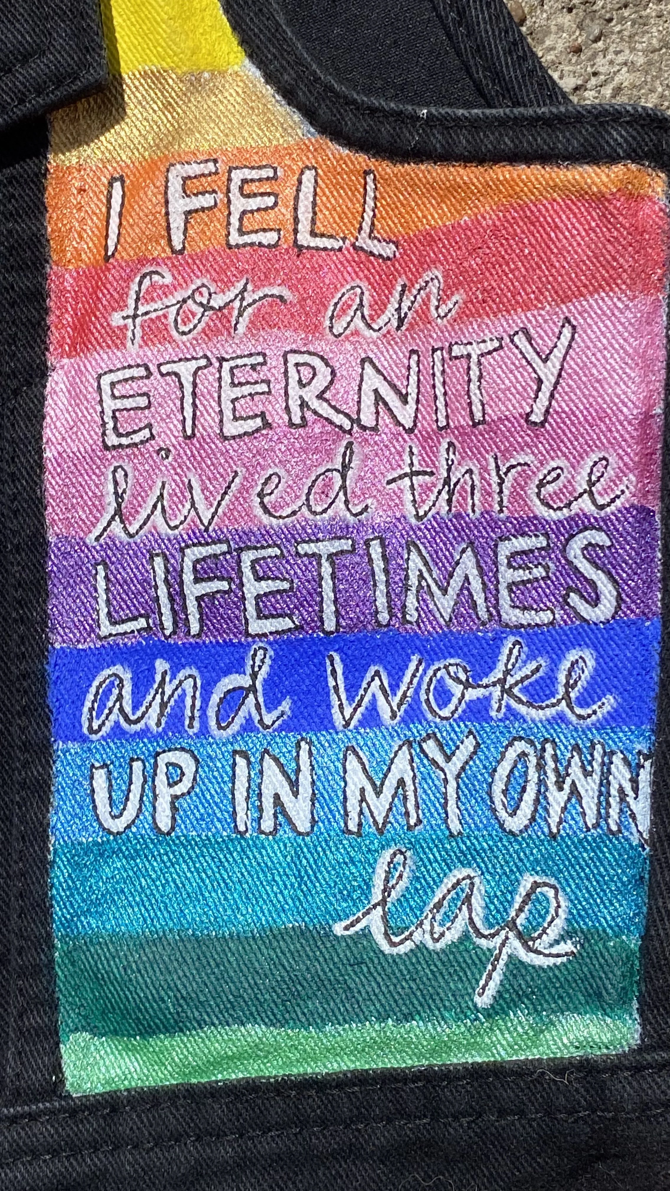 jean vest poem (front), 2025 // acrylic