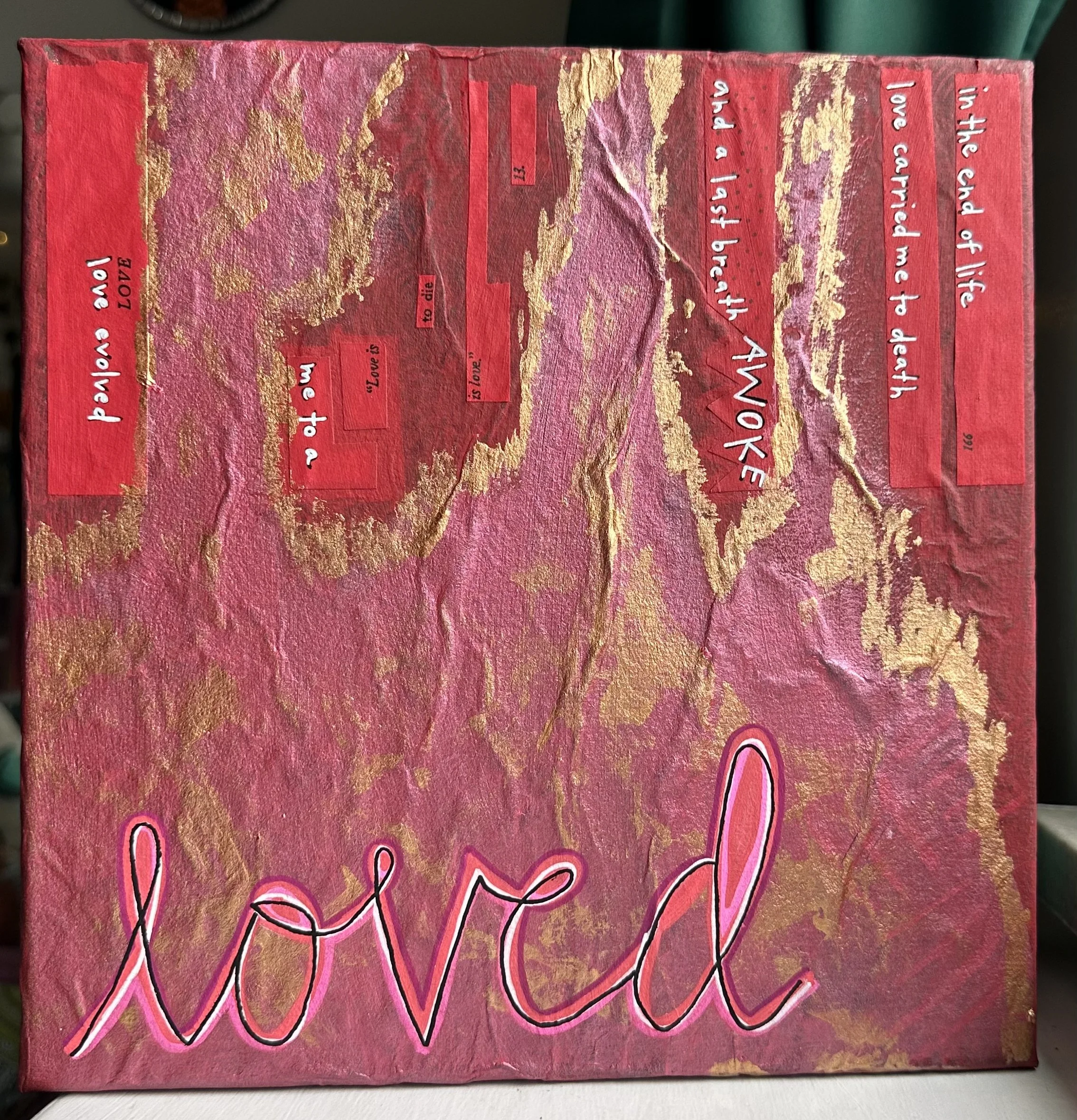loved, 2025. paper & acrylic on canvas. AVAILABLE
