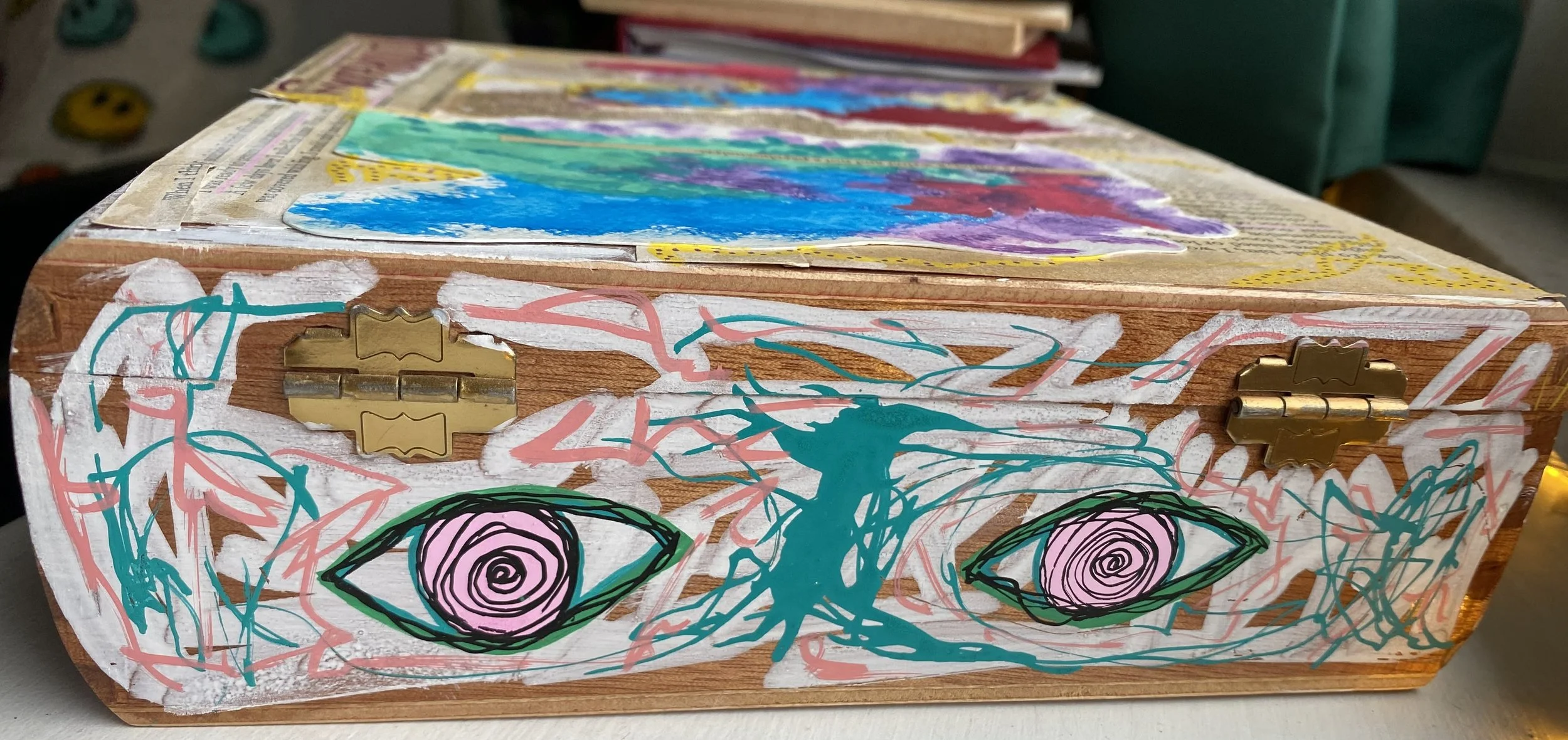 only a writer (back), 2024. paper & acrylic on wooden box. NFS