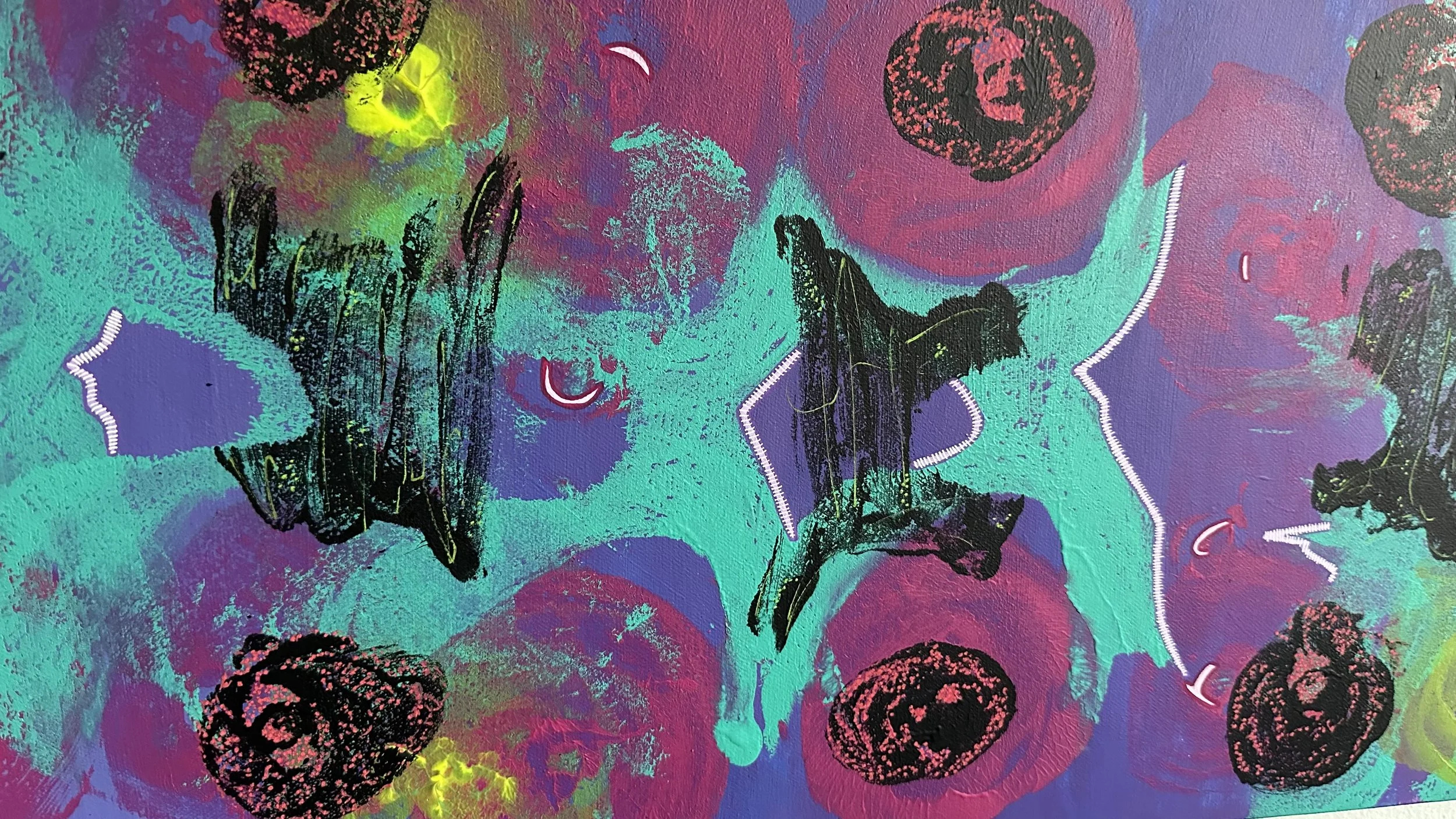 alien rib roses (closeup), 2025. acrylic on canvas. COLLECTED