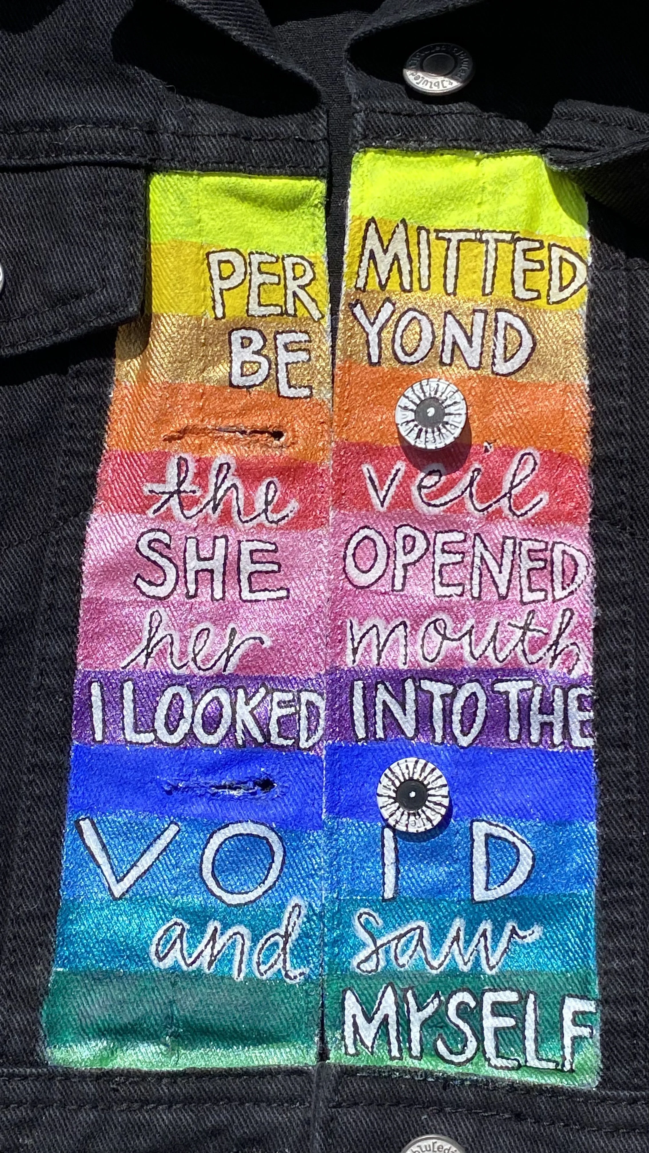 jean vest poem (front), 2025 // acrylic