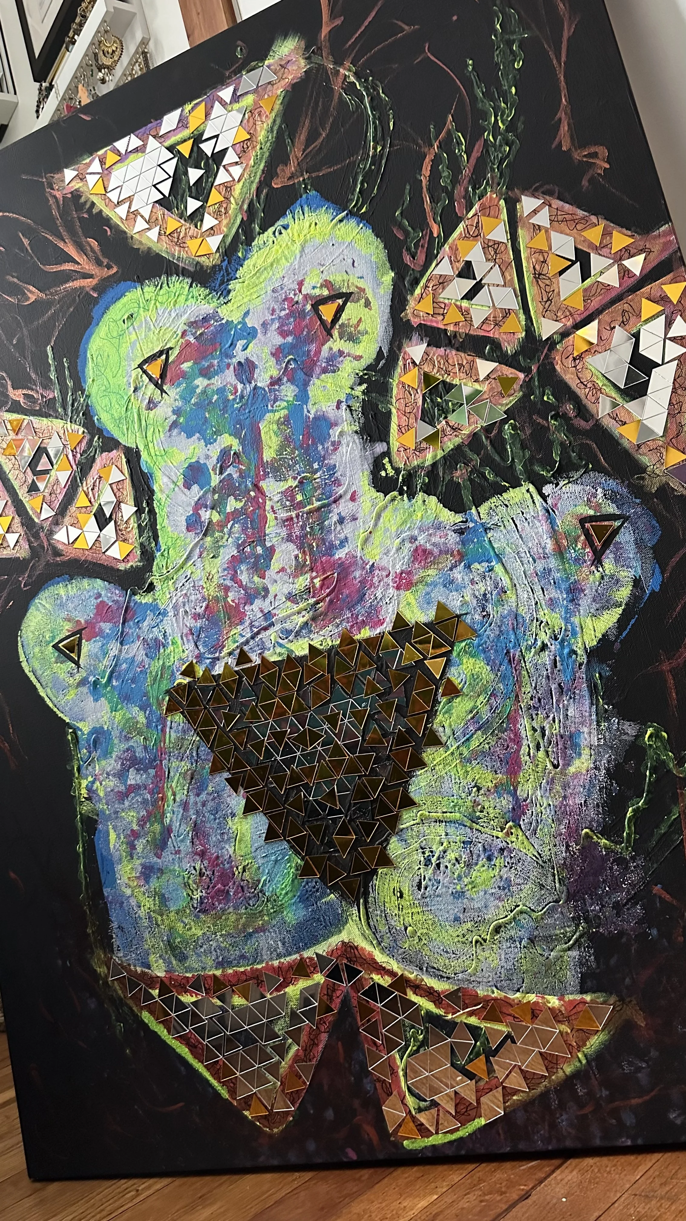 healing diagnosis, 2025. mirrors & acrylic on canvas. AVAILABLE