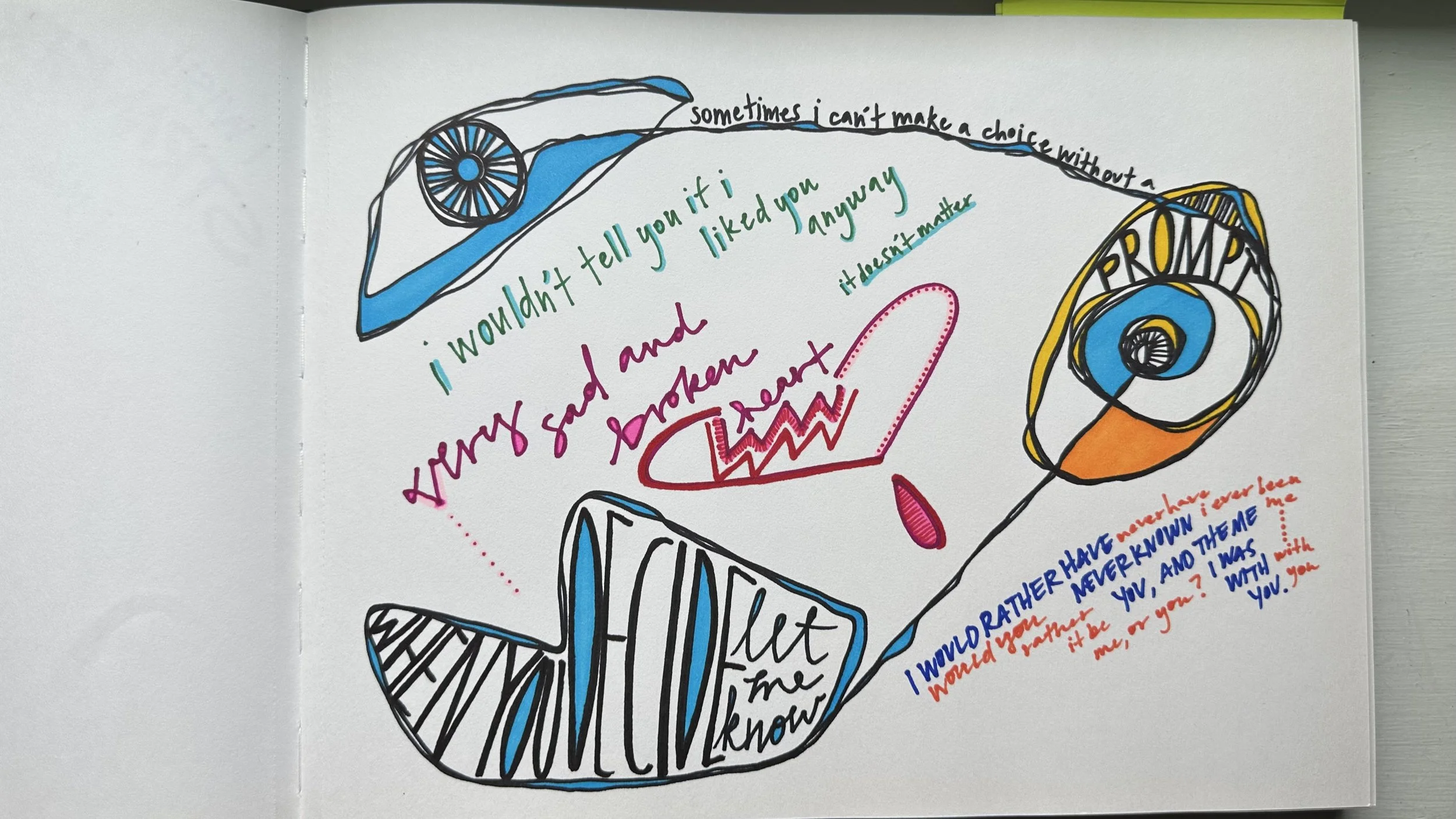 very sad and broken heart, 2025. pen & marker on paper. AVAILABLE