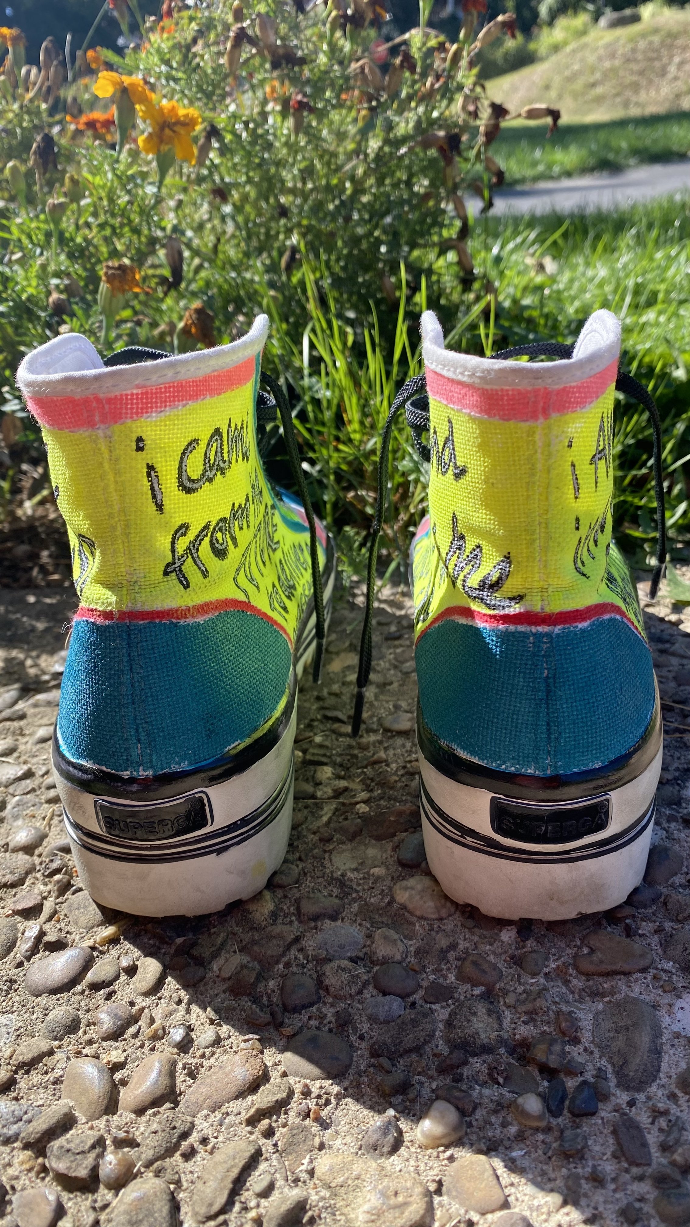 alien high tops (back), 2025. acrylic & sharpie. NFS