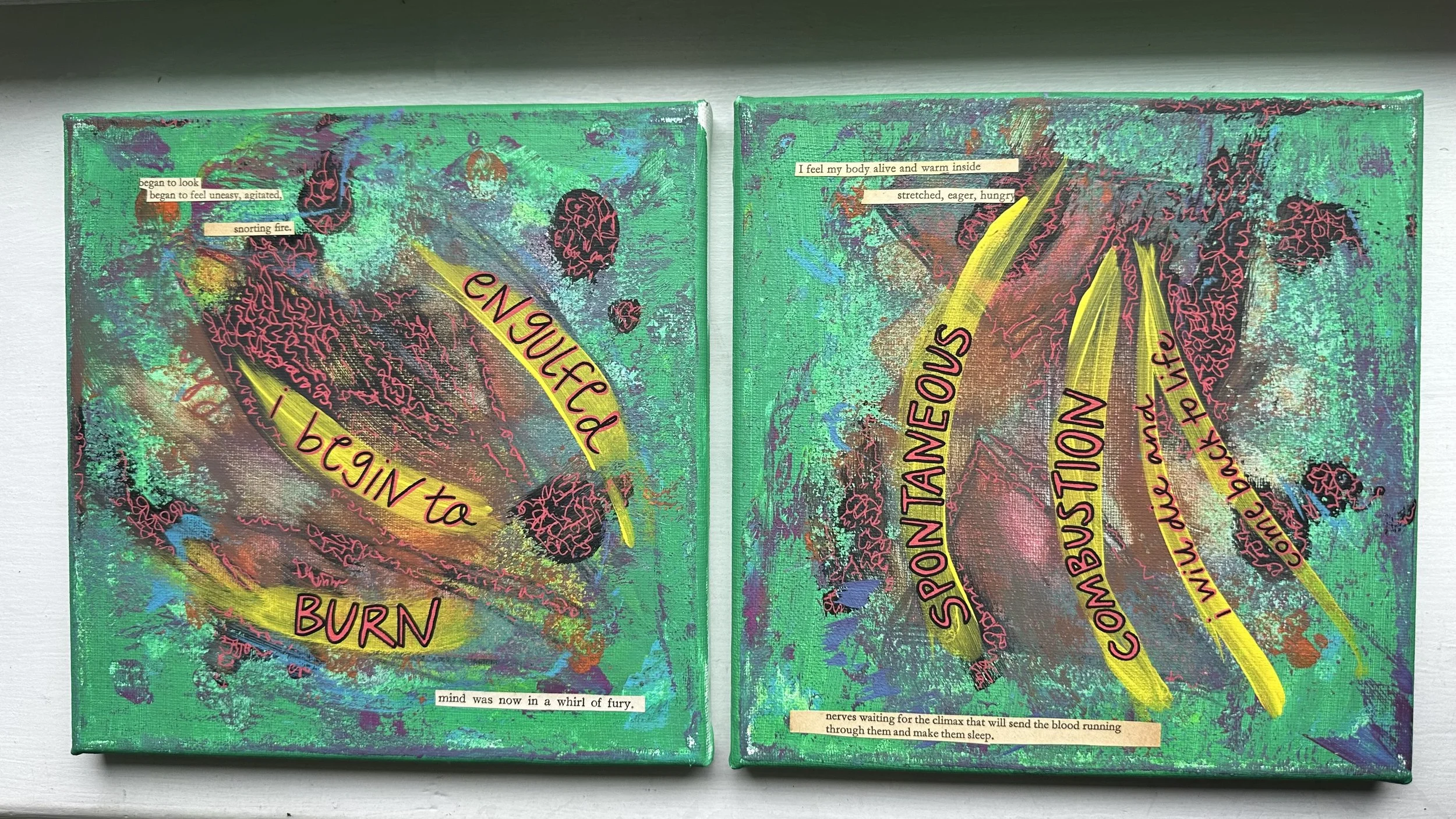 rebirth by fire, 2025. paper & acrylic on canvas. AVAILABLE