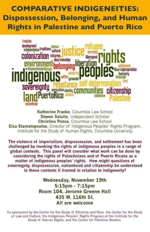 Comparative Indigeneities: Dispossession, Belonging, and Human Rights in Palestine and Puerto Rico