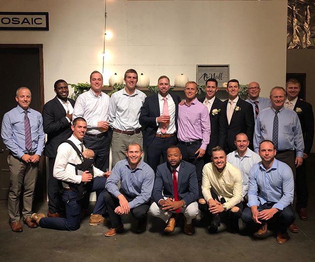 Everyone in this photo has either coached or played basketball at Meadowdale. Great to see everyone together at Coach O&rsquo;Neill&rsquo;s wedding this weekend. #GoMavs