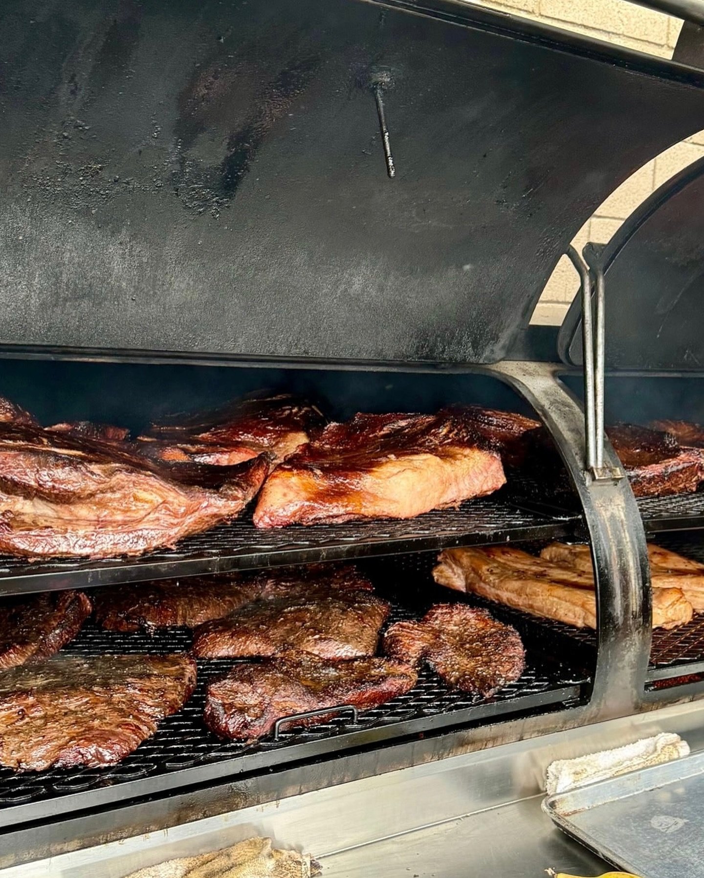 From our trusty behemoth smoker, comes HopSaint&rsquo;s BBQ Plate. You might need your big pants for this&hellip;house-smoked Andouille sausage, chicken and brisket, along with our fresh pickled mixed veggies. Served Saturdays after 3 PM at the brewp