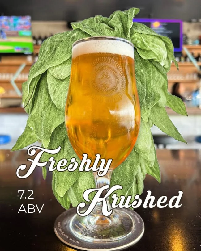 🚨 New on tap. HopSaint's &quot;Freshly Krushed&quot; IPA is a flavorful and aromatically expressive fresh hop IPA featuring Krush and Citra Cryo Fresh hops from Yakima Chief for that straight from the hop field flavor.
Krush a few before it's gone. 