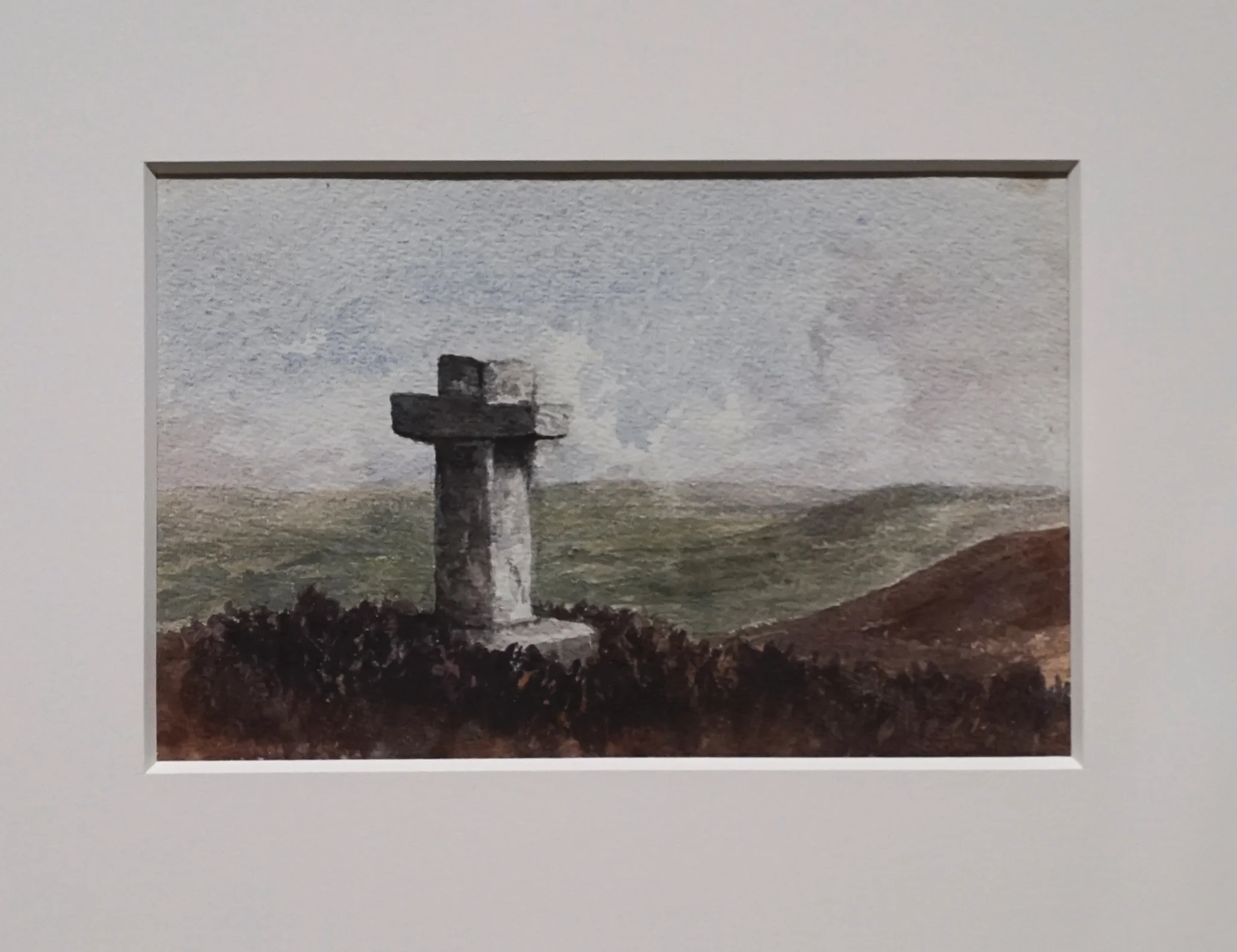 The Moors of Yorkshire This drawing was found tucked inside Charlotte's school atlas, and it may be her own work. It depicts a stone cross- one of several that dot the West Yorkshire moors, windswept expanses that erupt in purple when the heather blooms in late summer. Haworth parsonage, the Brontë's home, faced the church and village, while the rear of the house looked onto open moorland. The children took frequent rambles across the dramatic landscape that Emily Brontë would conjure so memorably in Wuthering Heights.