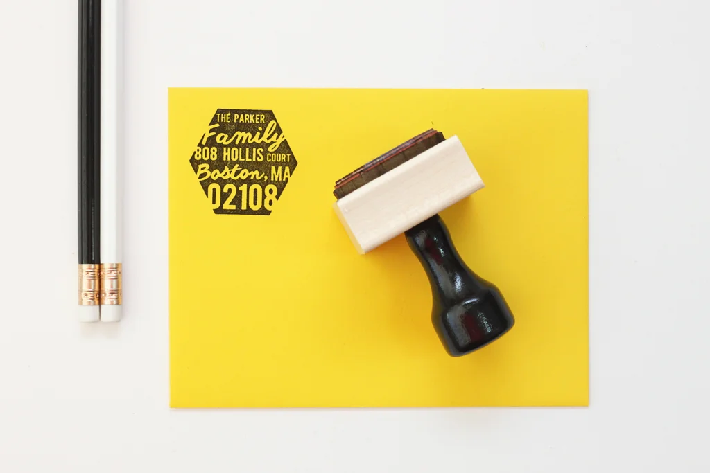 Hexagon Rubber Address Stamp