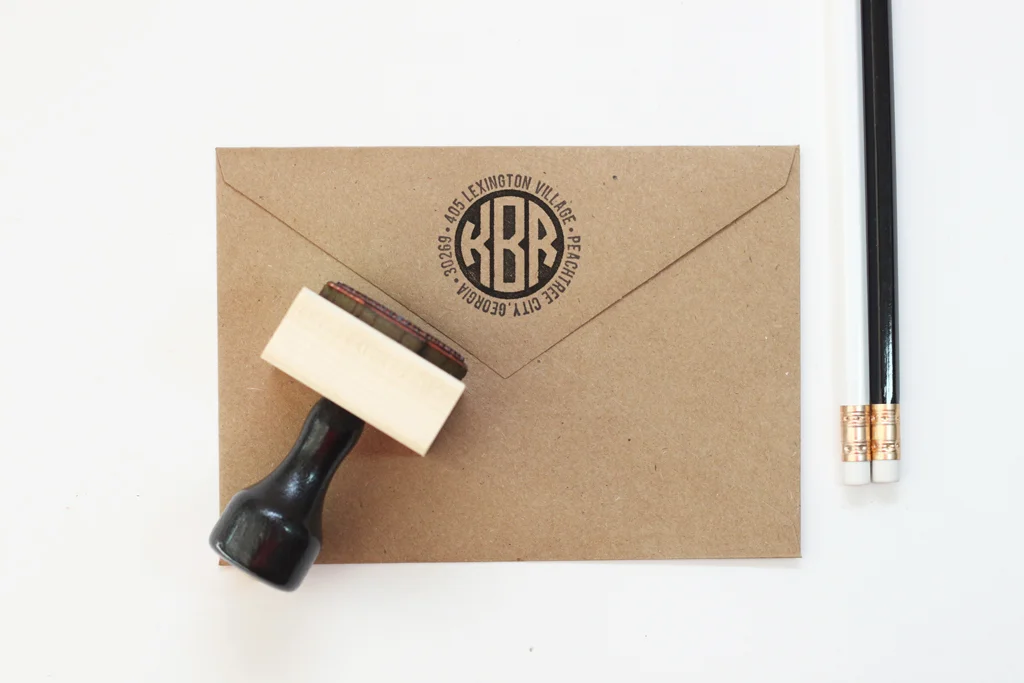 Round Monogram Return Address Stamp