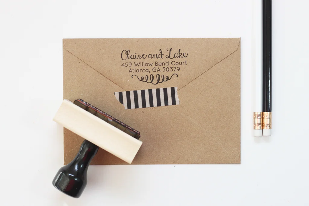 Couple's Rubber Address Stamp Personalized