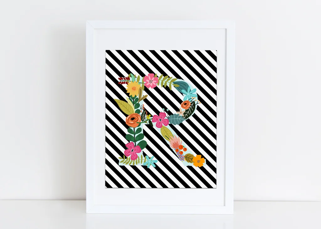Floral Initial Print
