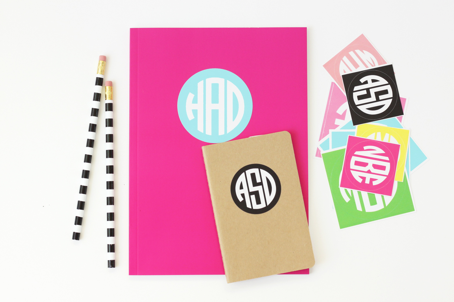 Monogram Stickers — When it Rains Paper Co. | Colorful and fun paper goods,  office supplies, and personalized gifts.