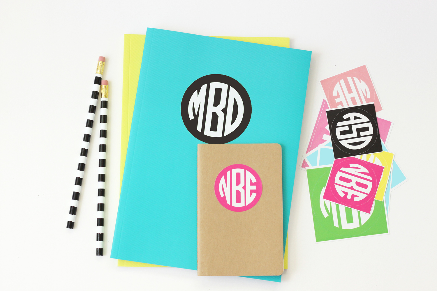 Back to School Monogram Stickers — When it Rains Paper Co. | Colorful and  fun paper goods, office supplies, and personalized gifts.