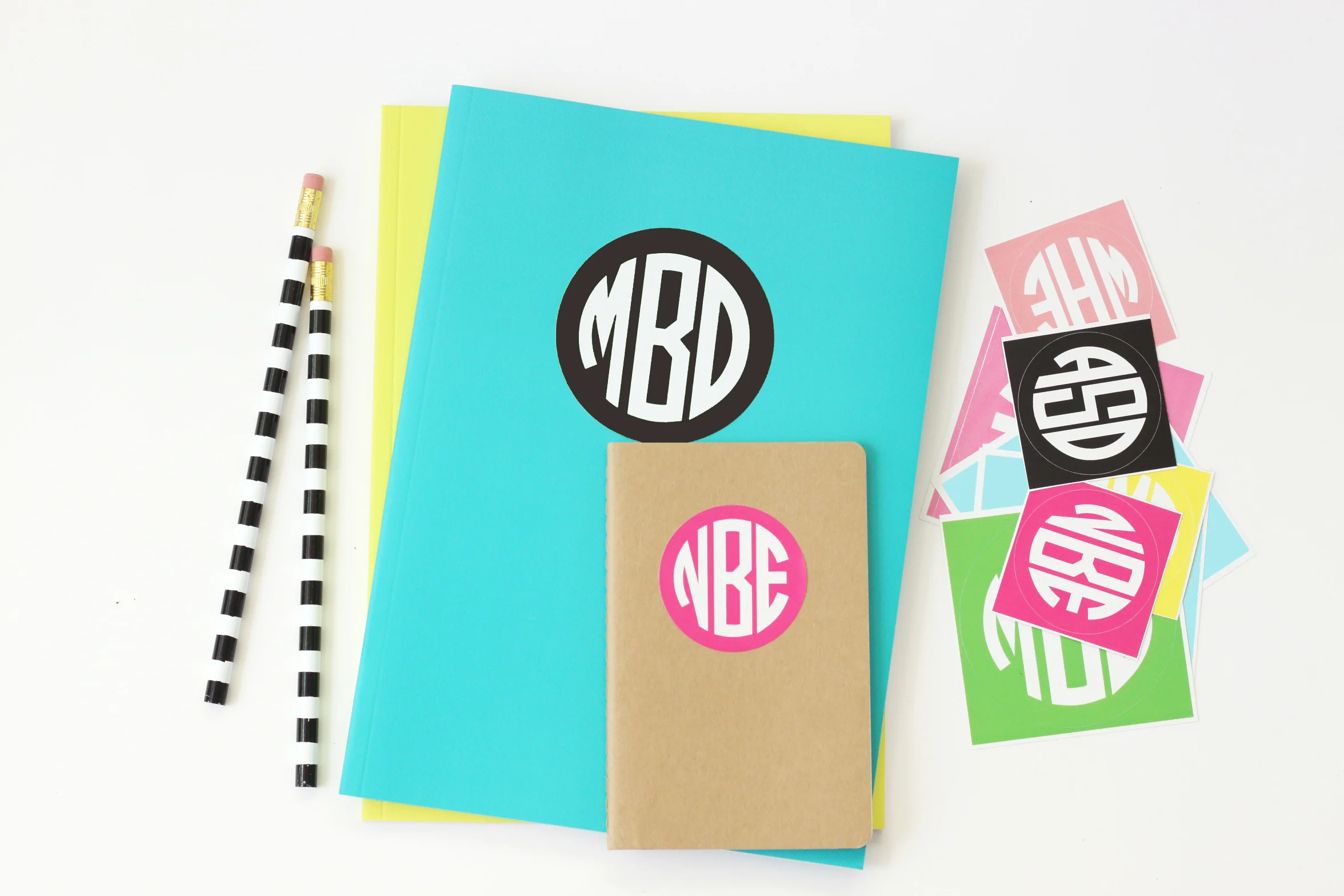 Back to School Monogram Stickers 