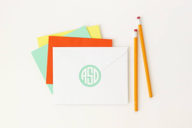 Round Monogram Stickers — When it Rains Paper Co. | Colorful and fun paper  goods, office supplies, and personalized gifts.