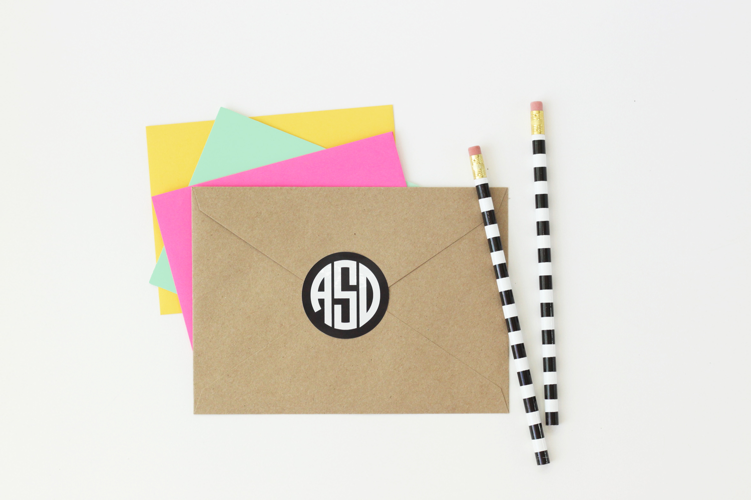 Monogram Envelope Stickers — When it Rains Paper Co.  Colorful and fun  paper goods, office supplies, and personalized gifts.