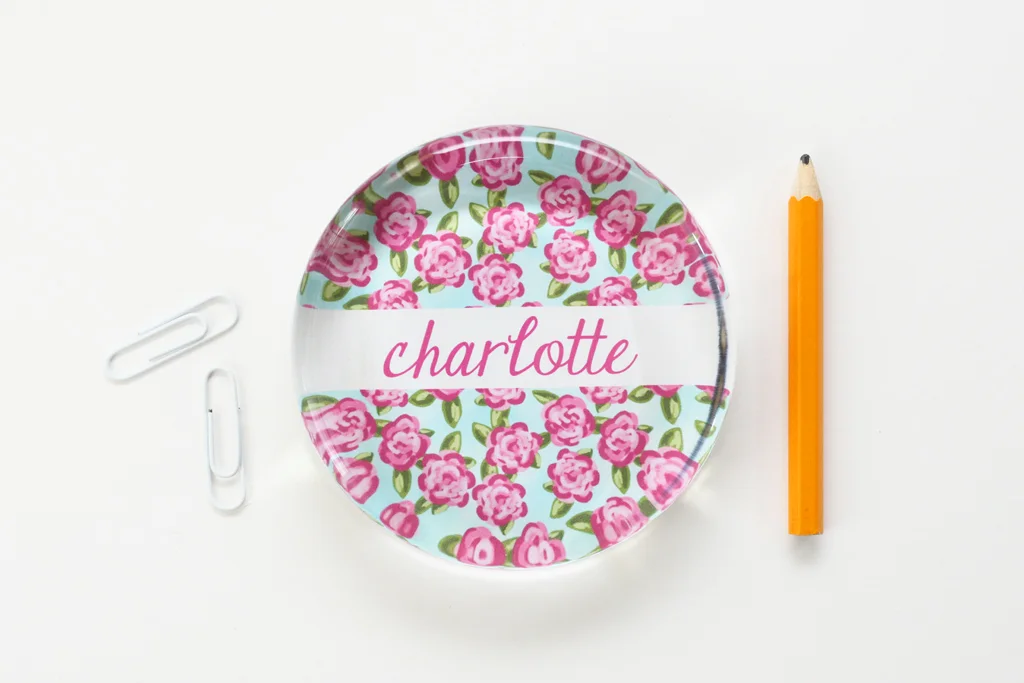 Personalized Floral Paperweight