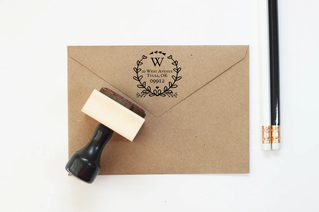 Floral Wreath Personalized Address Stamp