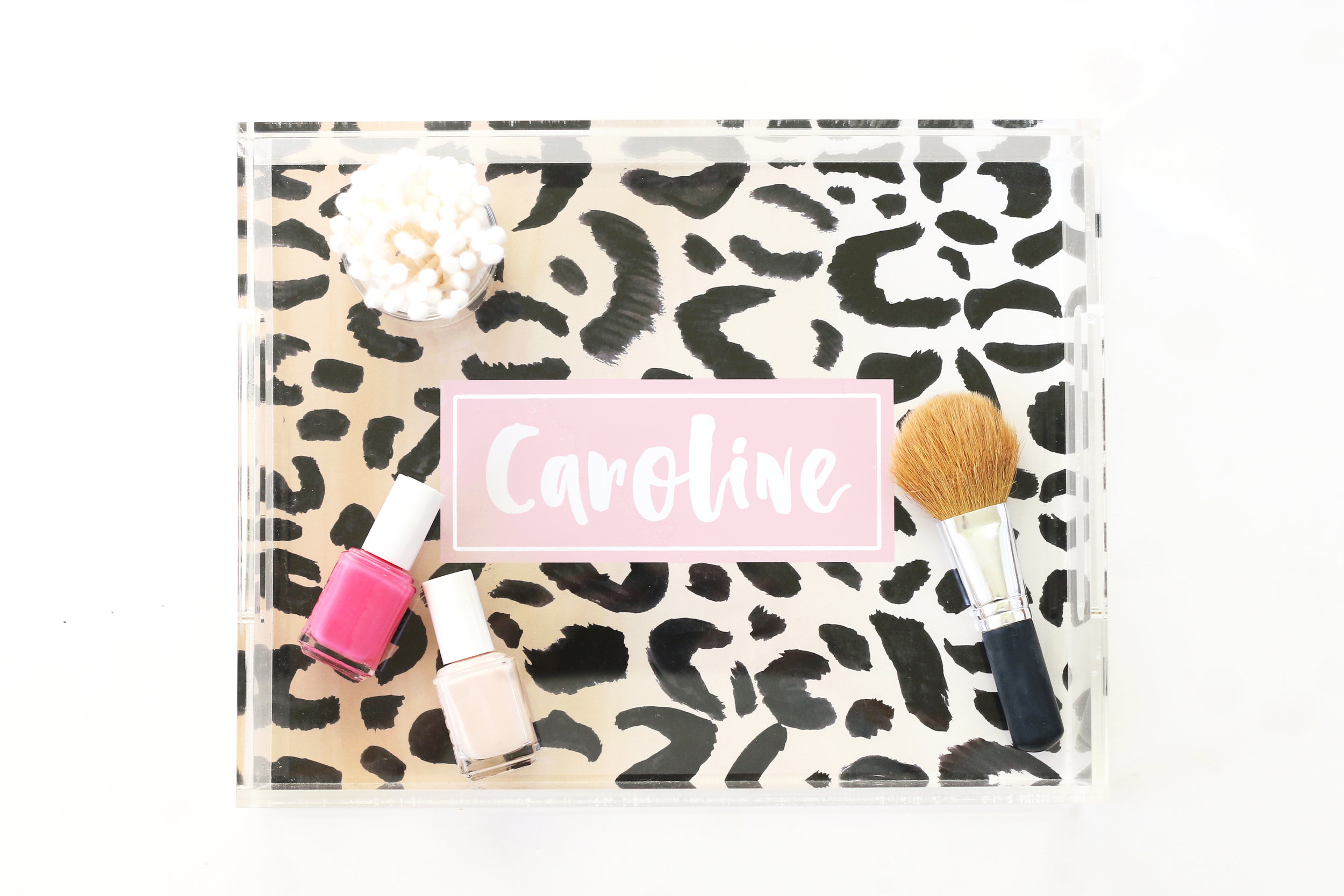 leopard print acrylic tray