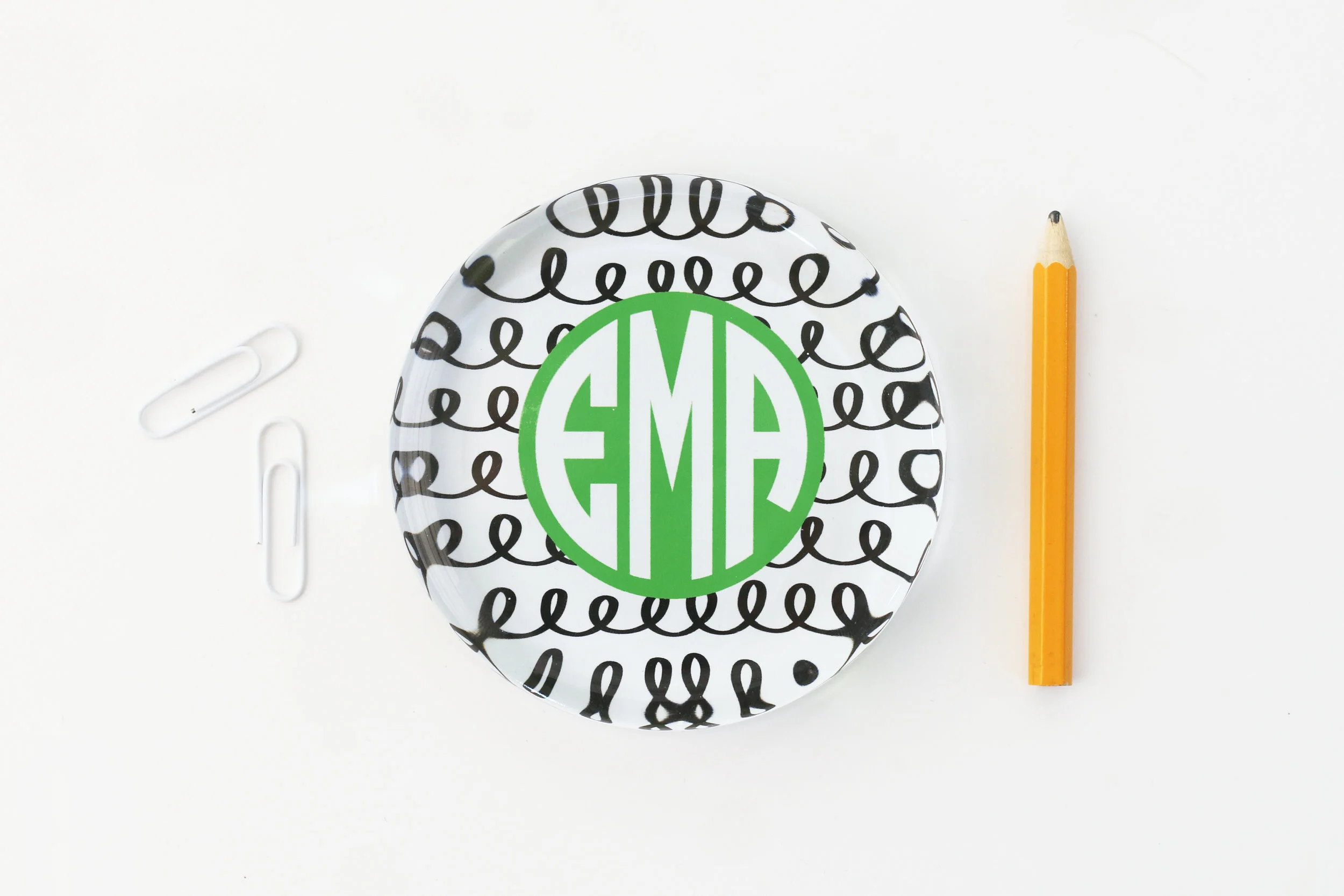 Monogram Glass Paperweight